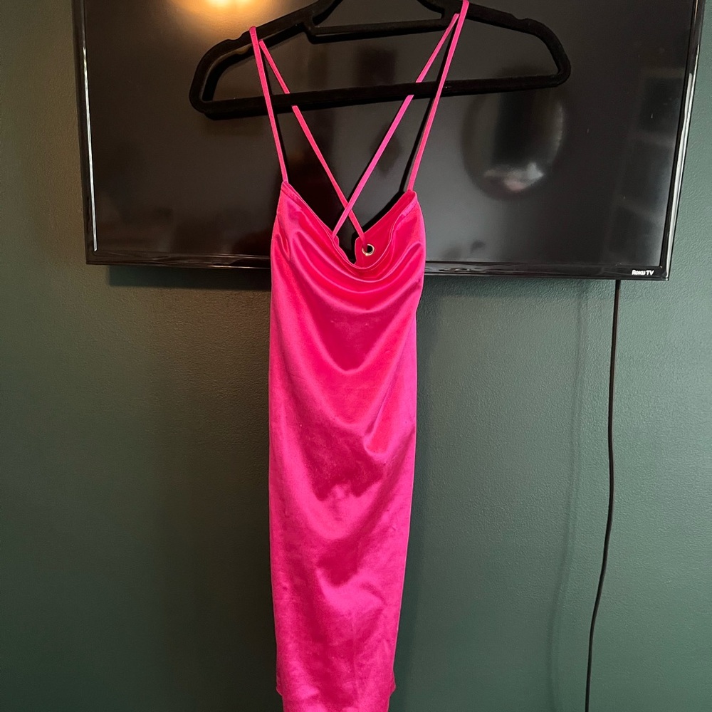 Amazon Pink Ruched Mini Slip Dress for Cocktail